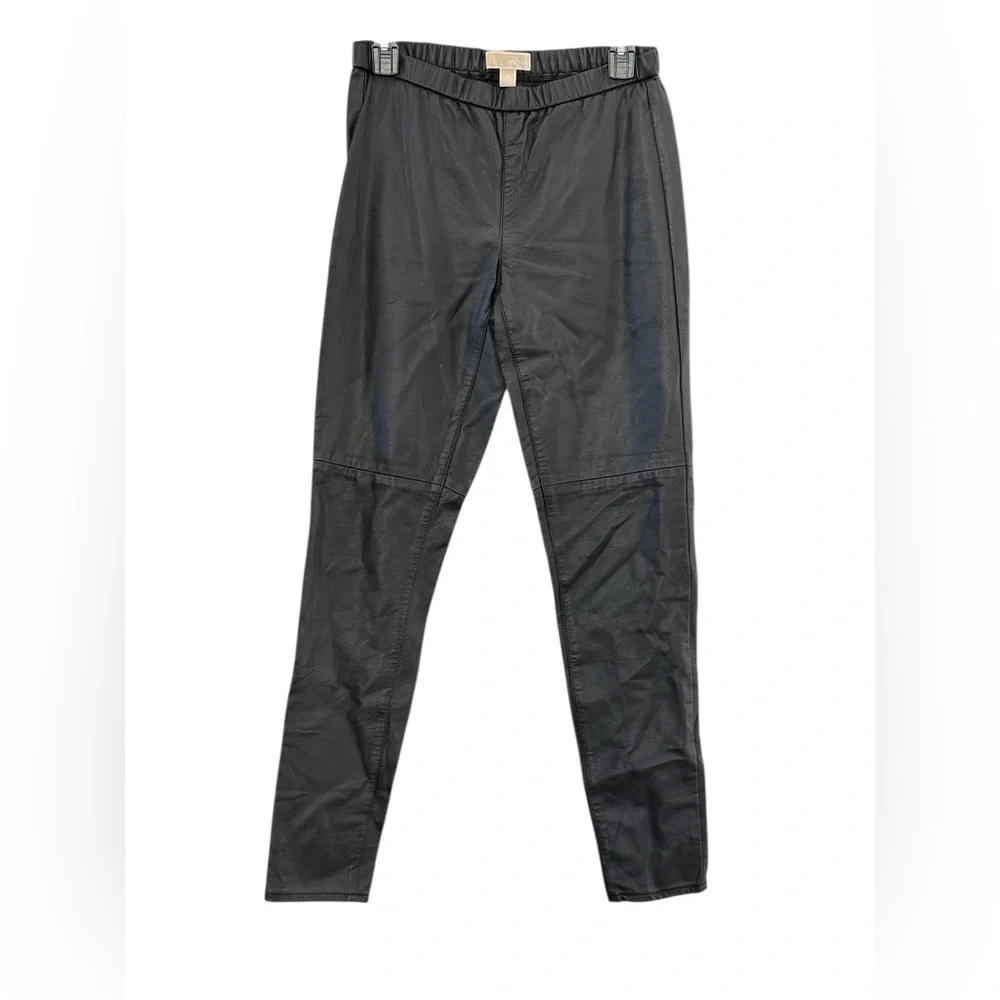 Michael Kors Black Faux Leather‎ Pants Women’s Size 6 Slim Leg Pull-On